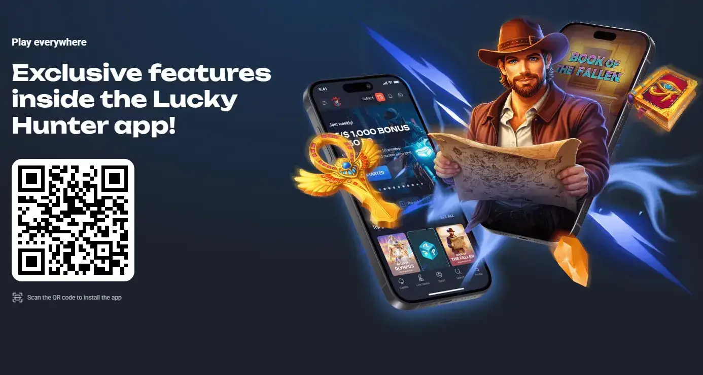 Current Lucky Hunter mobile interface for Australian users