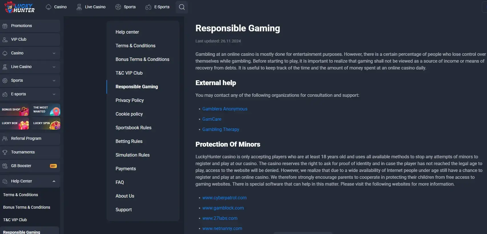Current Lucky Hunter source relevant to KYC and identity verification